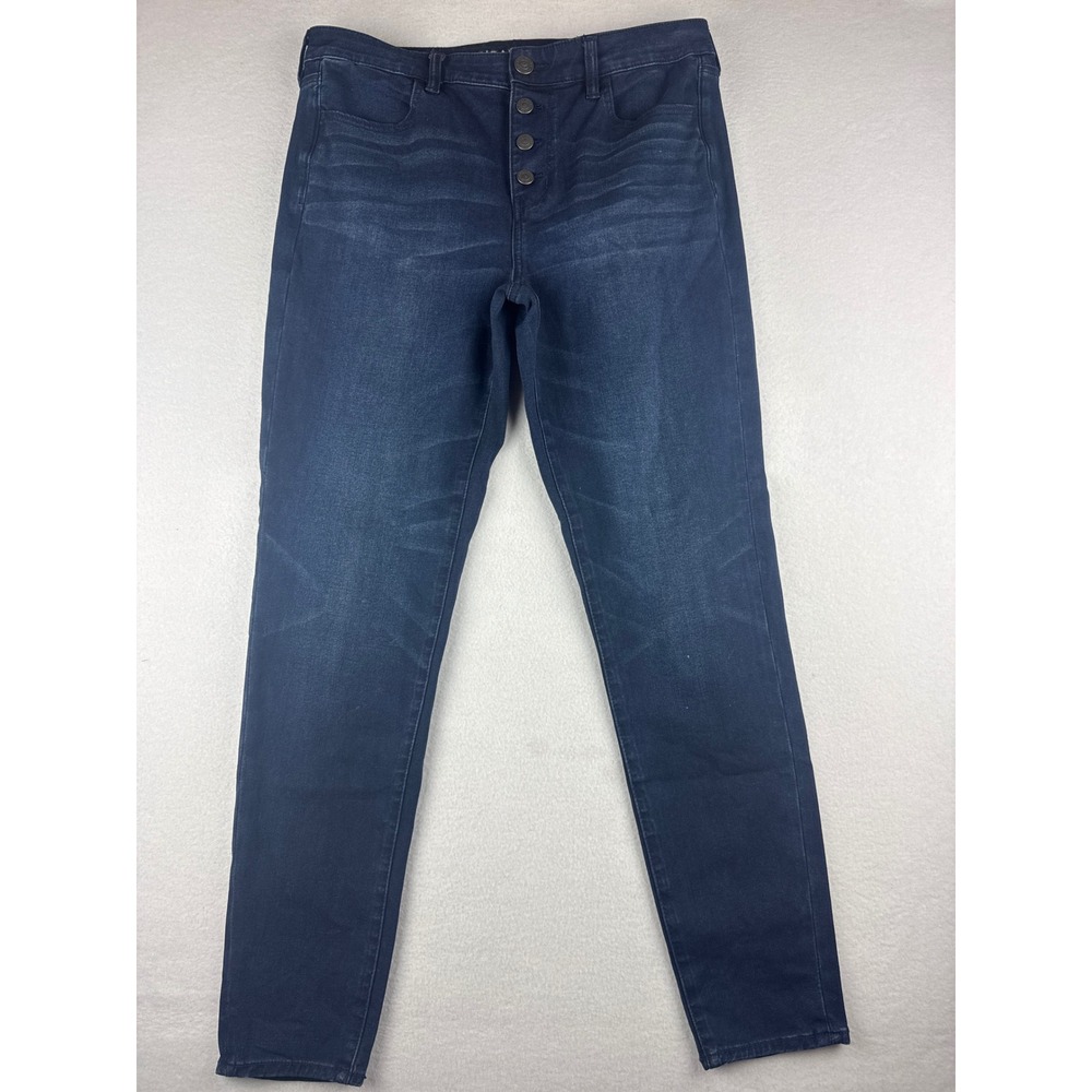 American Eagle Hi-Rise Jegging Tall Dark Wash Button Fly Jeans 14 Long Stretch